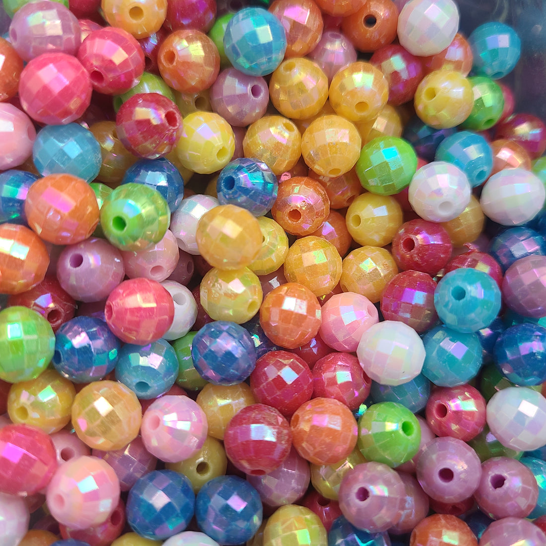 30 perles à facettes nacrées mélangées, Assortiment de perles en plastique de 8mm