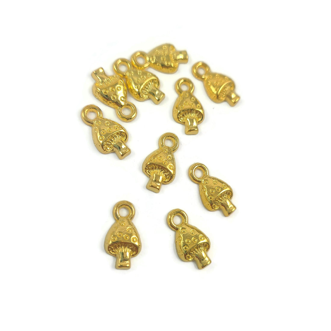 10 Petits pendentifs champignon en métal 13mm - Sans nickel, sans plomb et sans cadmium