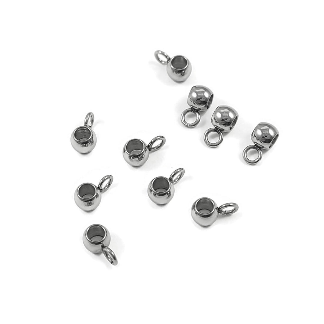 10 perles en acier inoxydable de 4mm avec anneaux