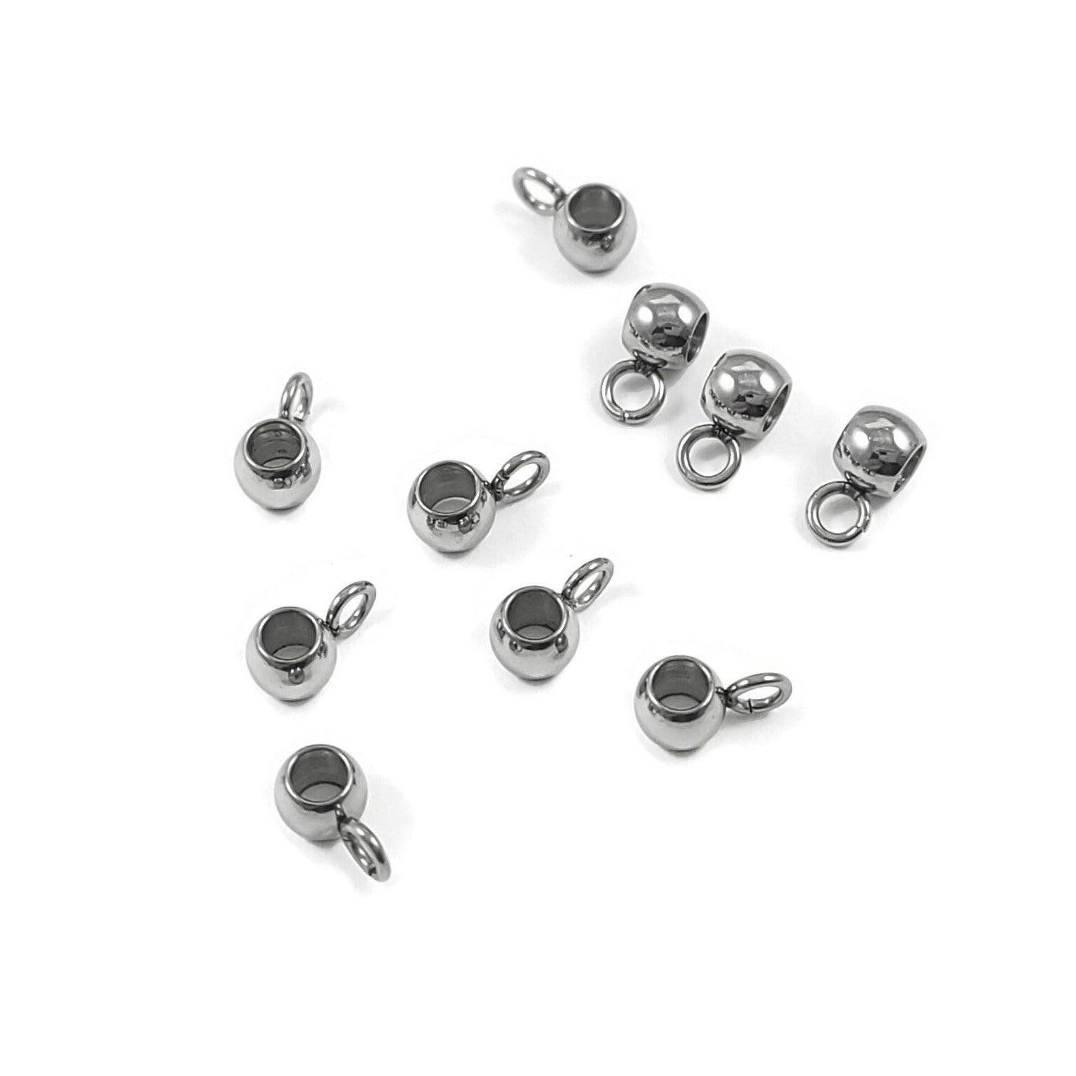 10 Stainless steel 4mm beads with loop