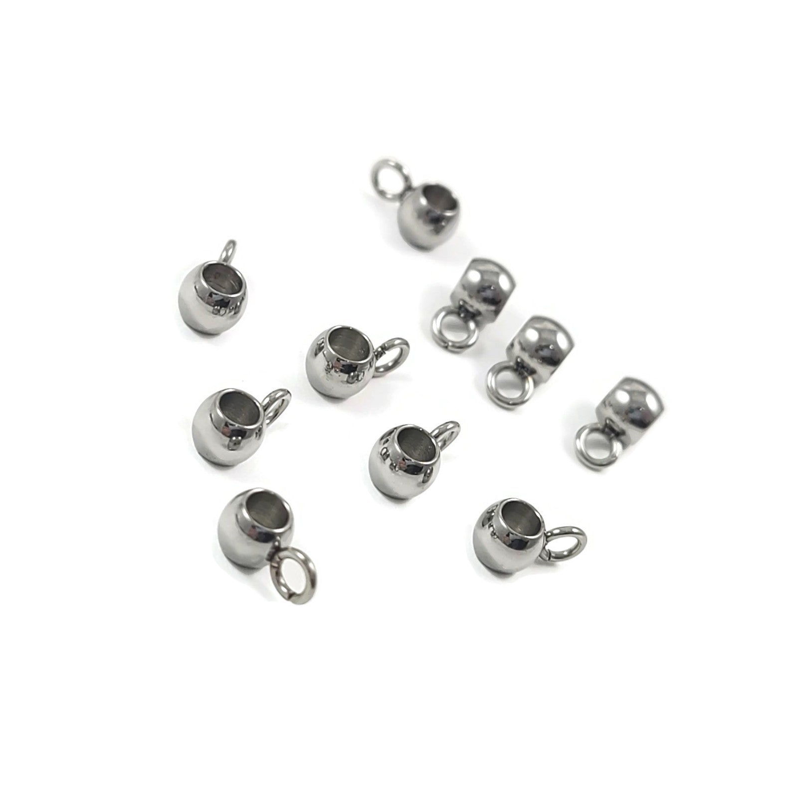 10 Stainless steel 4mm beads with loop