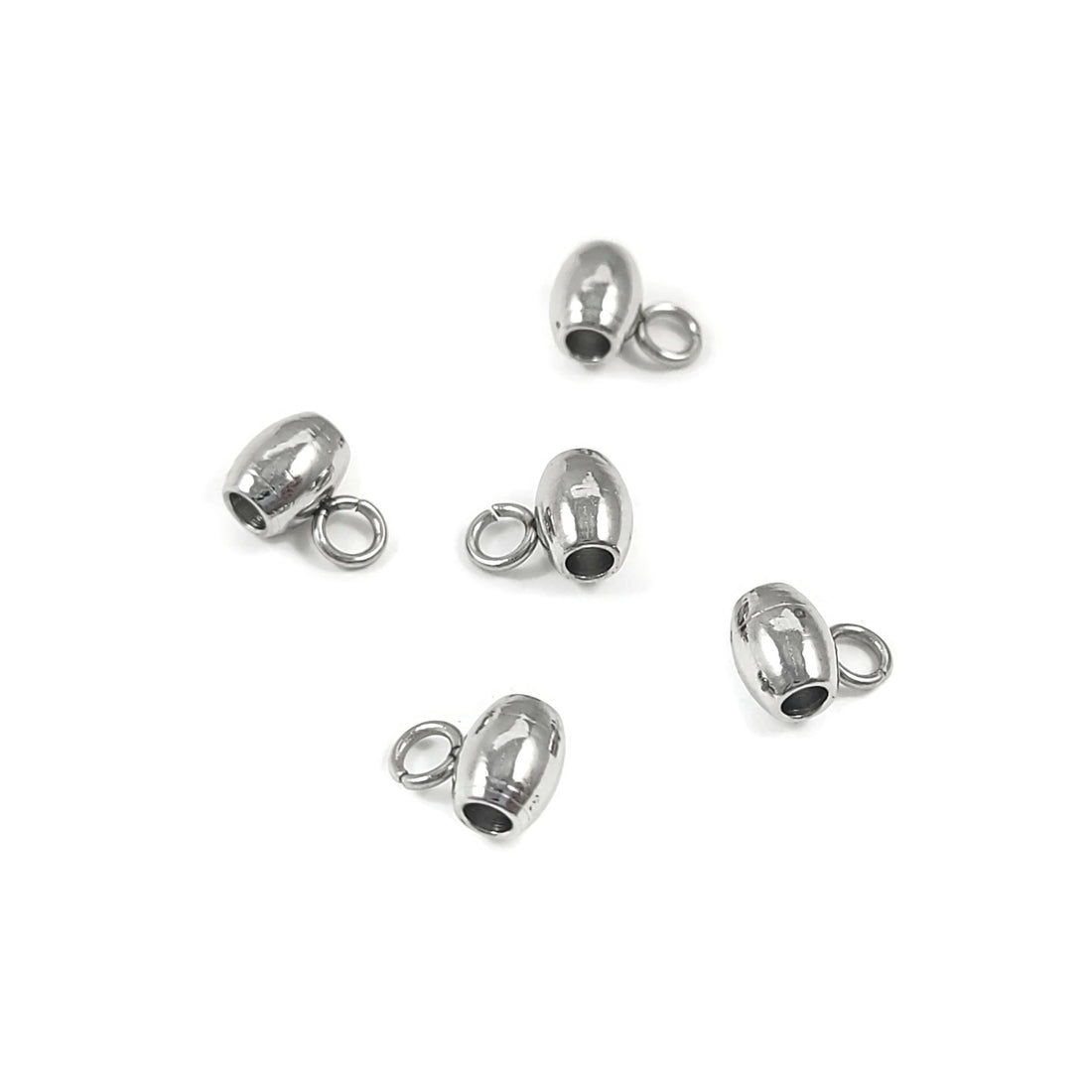 5 Stainless steel oval beads with loop