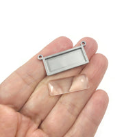 1 pendentif connecteur rectangulaire en acier inoxydable