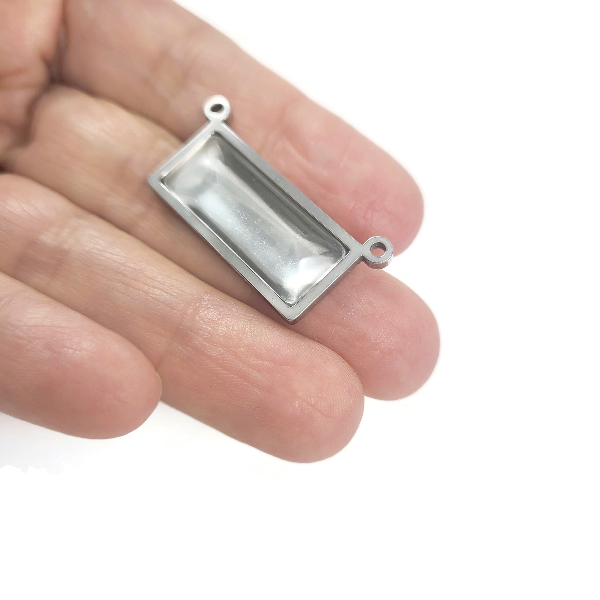 1 Stainless steel rectangle connector pendant setting