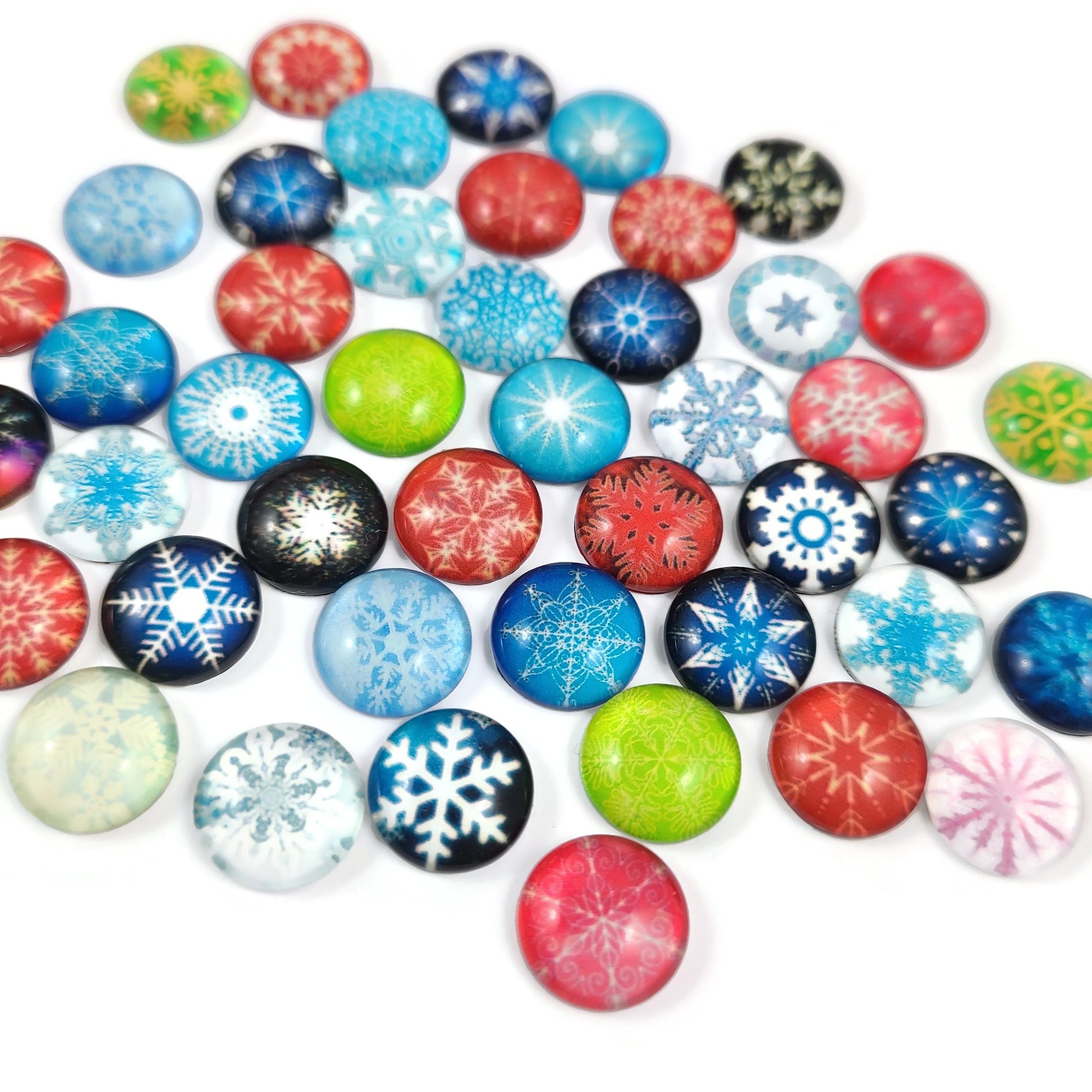 Cabochons flocons de neige - Ensemble de 50 cabochons variés