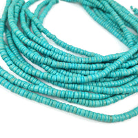 Turquoise coconut beads, 5mm wooden rondelle beads, rustic beads for jewelry making