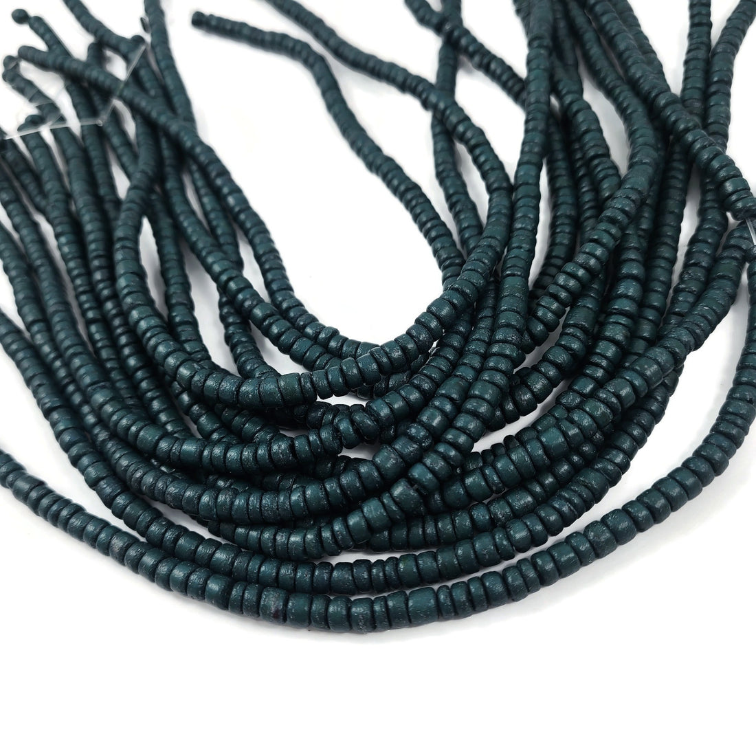 Teal green coconut rondelle beads 5mm