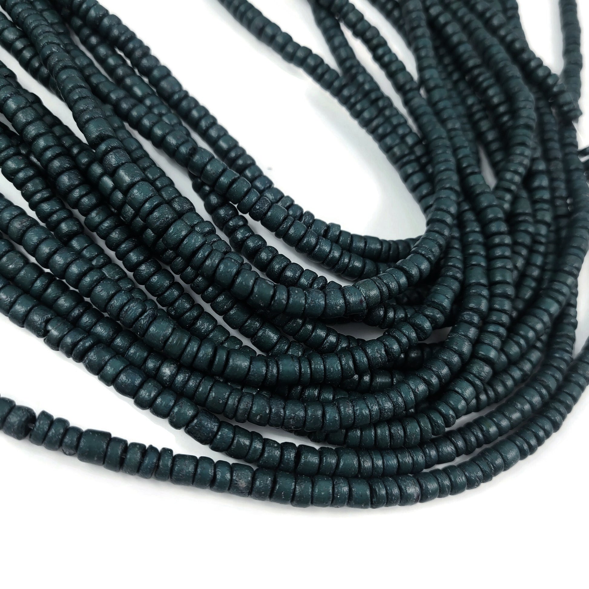 Teal green coconut rondelle beads 5mm