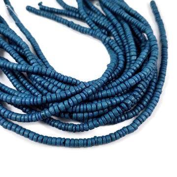 Deep blue coconut rondelle beads 5mm