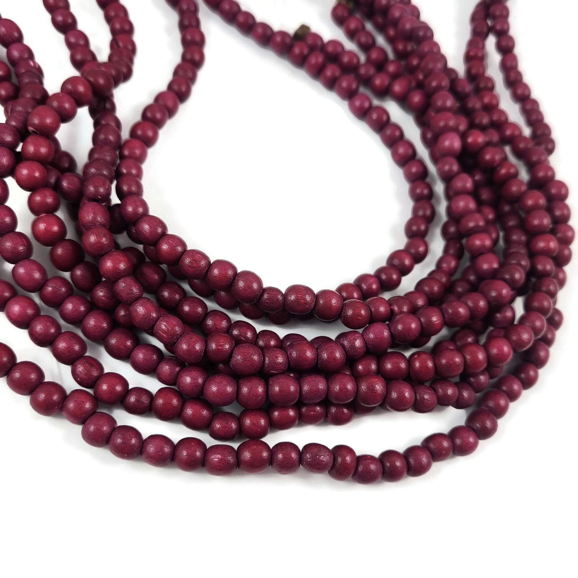 Dark ruby wooden beads, 6mm round, by strand