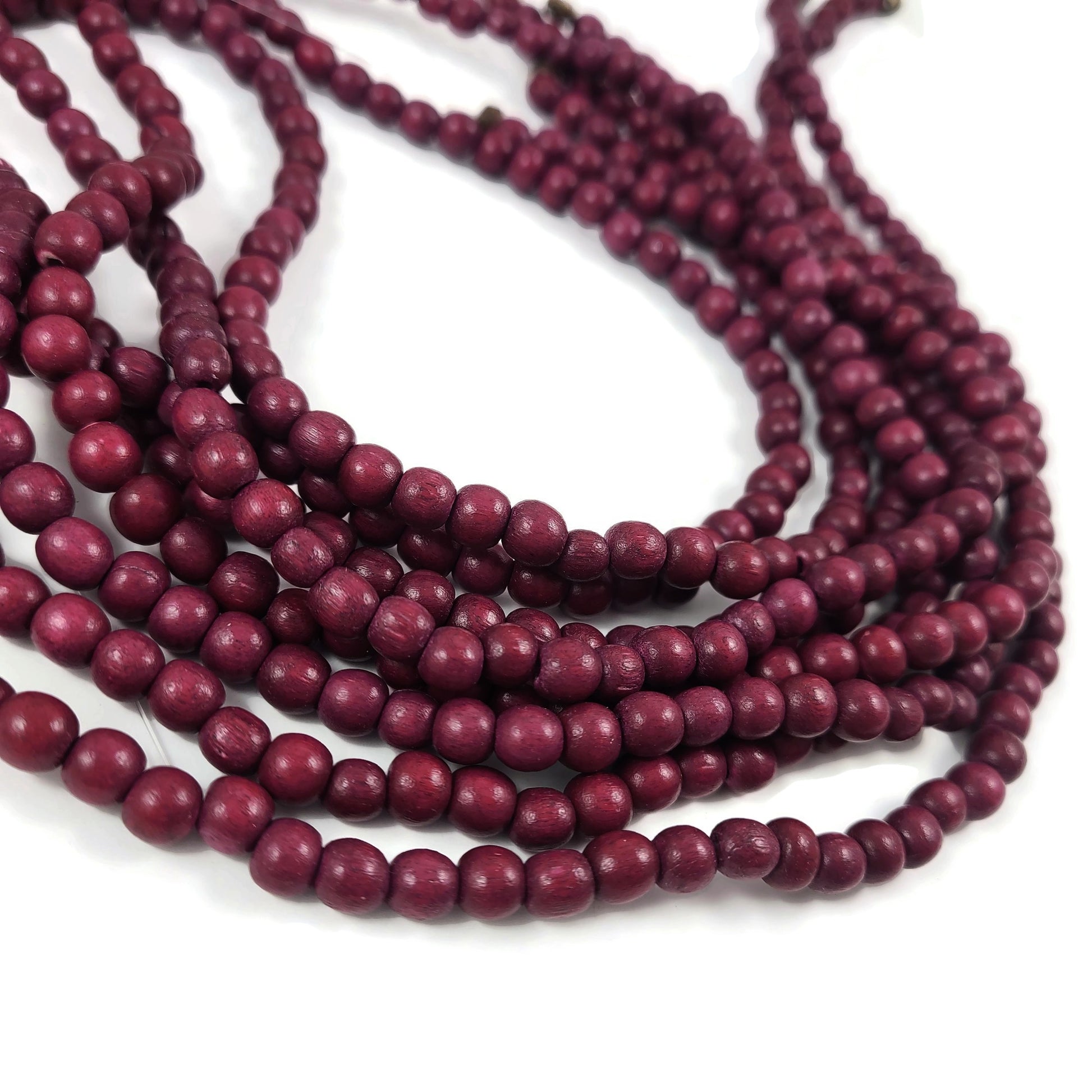 Dark ruby wooden beads, 6mm round, by strand