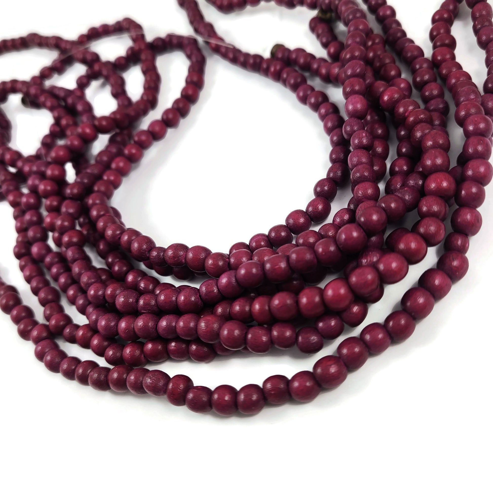 Dark ruby wooden beads, 6mm round, by strand