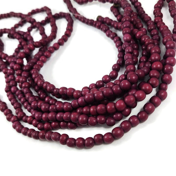 Dark ruby wooden beads, 6mm round, by strand