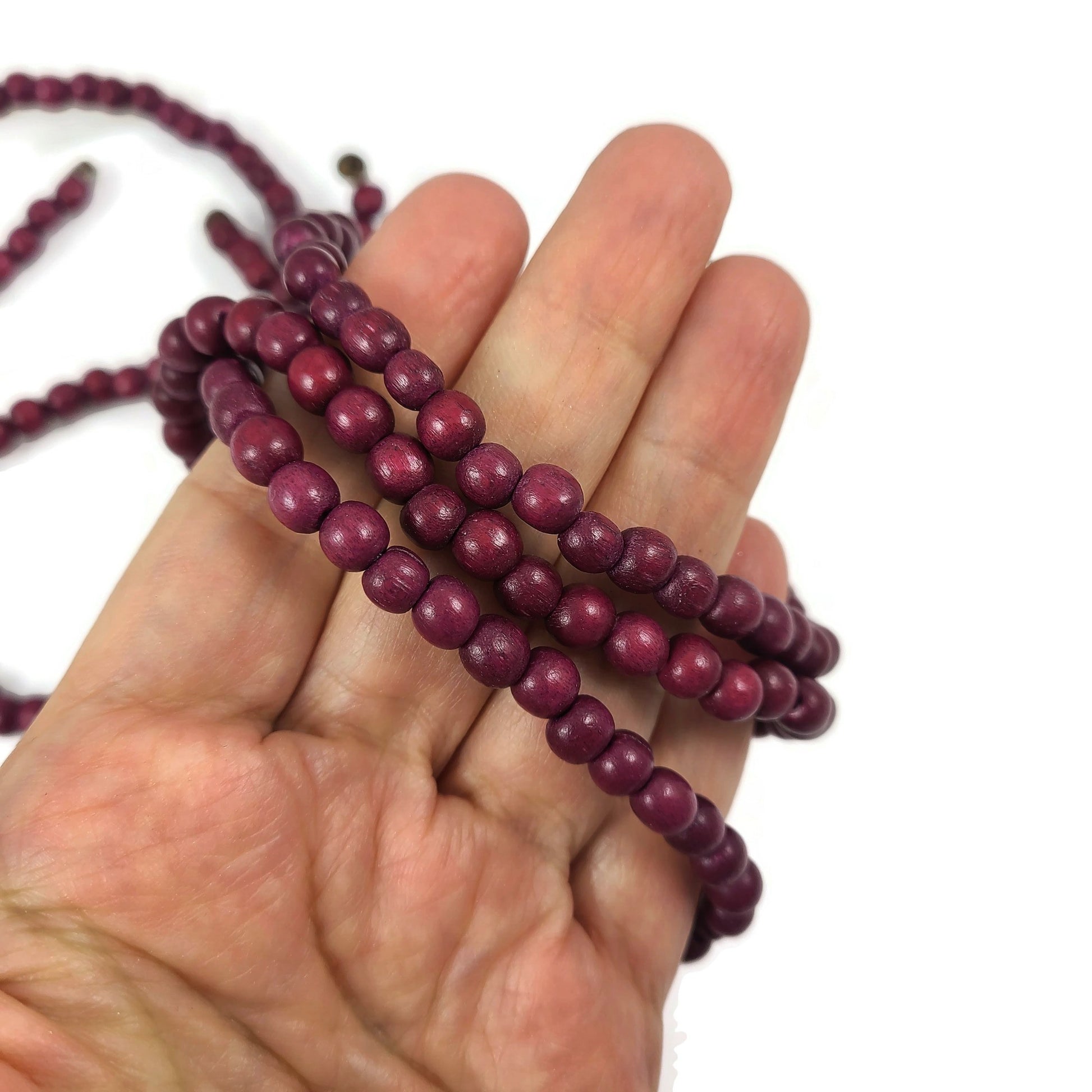 Dark ruby wooden beads, 6mm round, by strand
