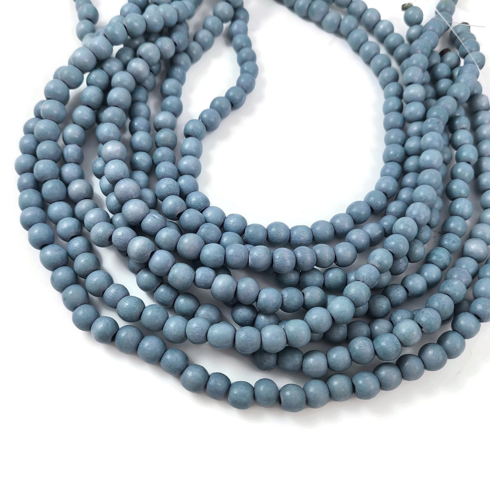 Blue wooden beads, 8mm round, by strand
