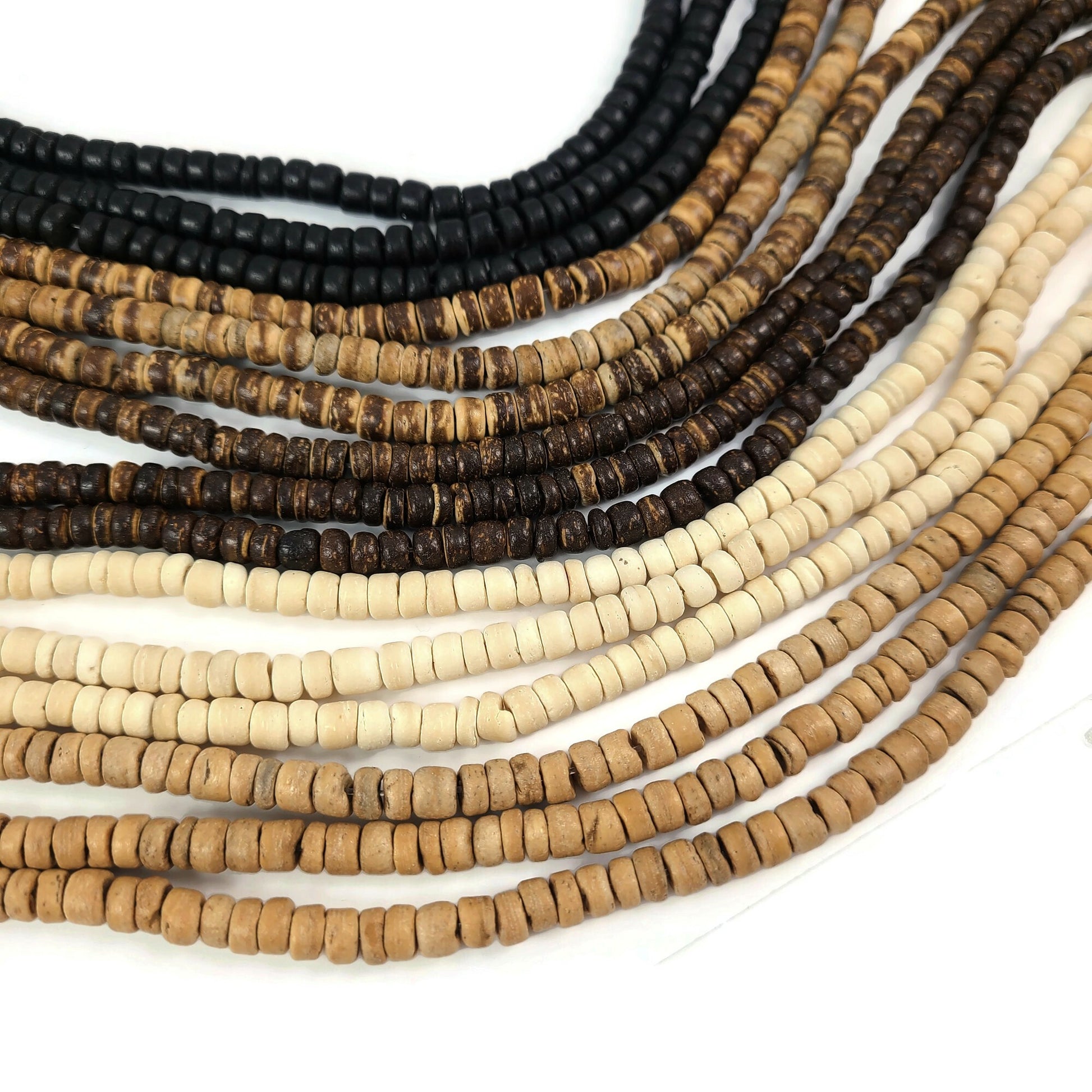 5mm Coconut Rondelle Beads - Five colors available