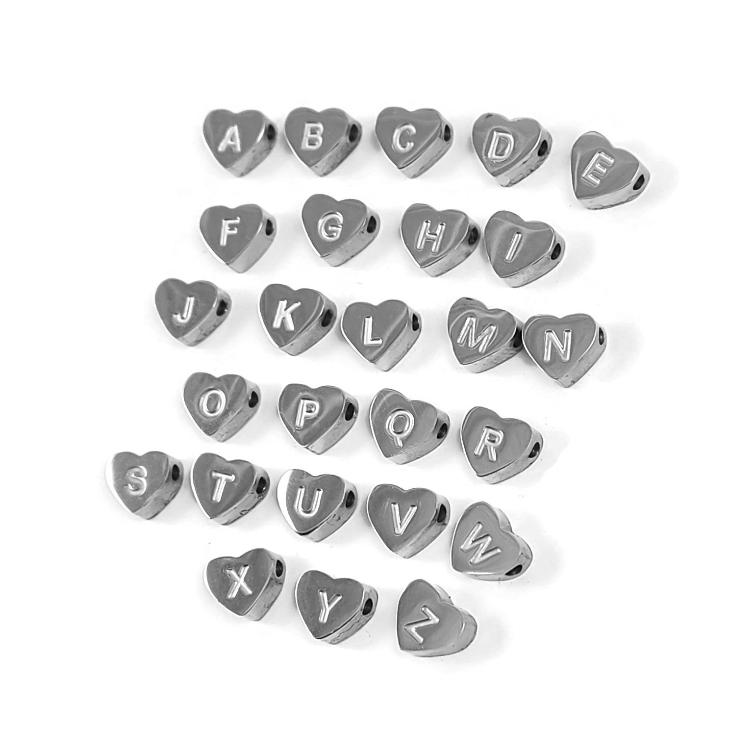 1 Surgical steel heart letter bead