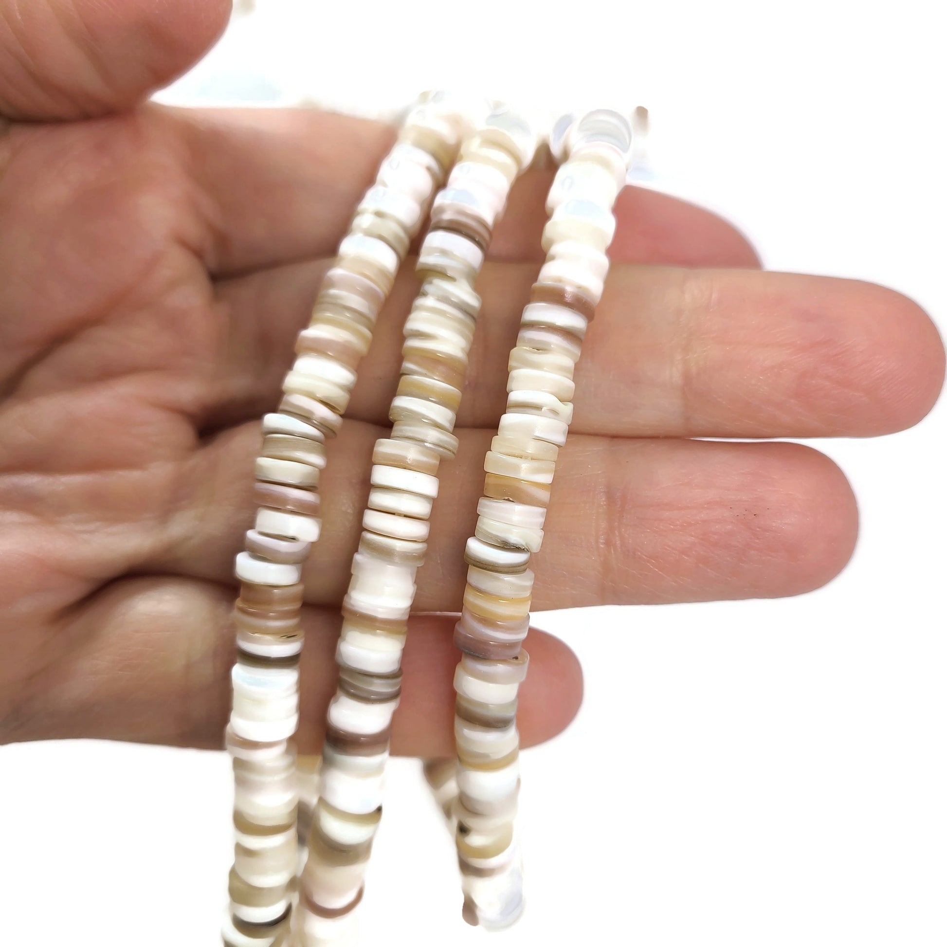 Natural freshwater shell 6mm heishi beads