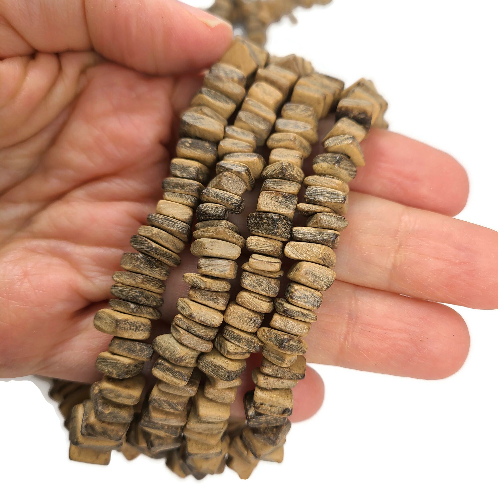 7mm Square Cut Coconut Wood Beads