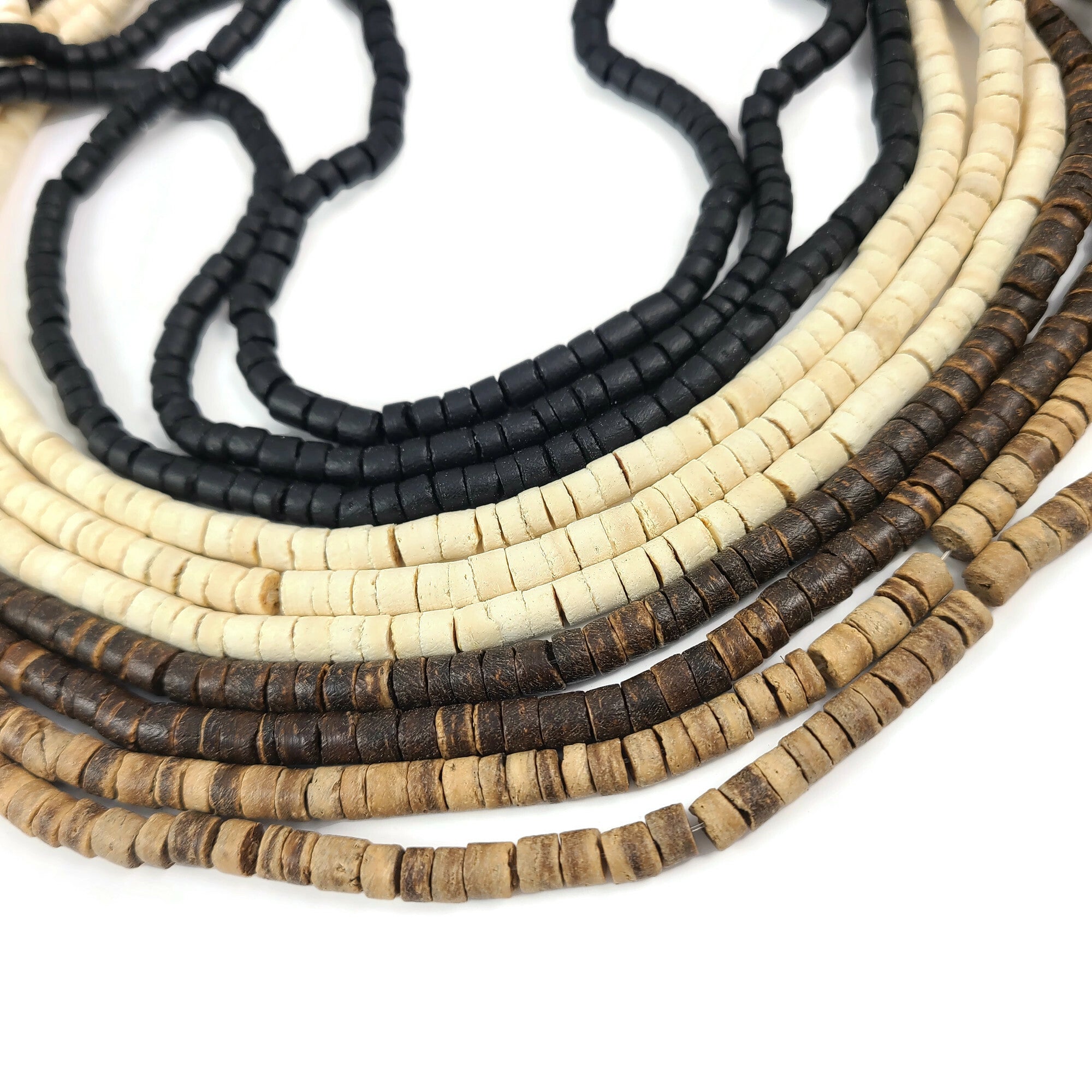 5mm Coconut Heishi Beads - Four colors available