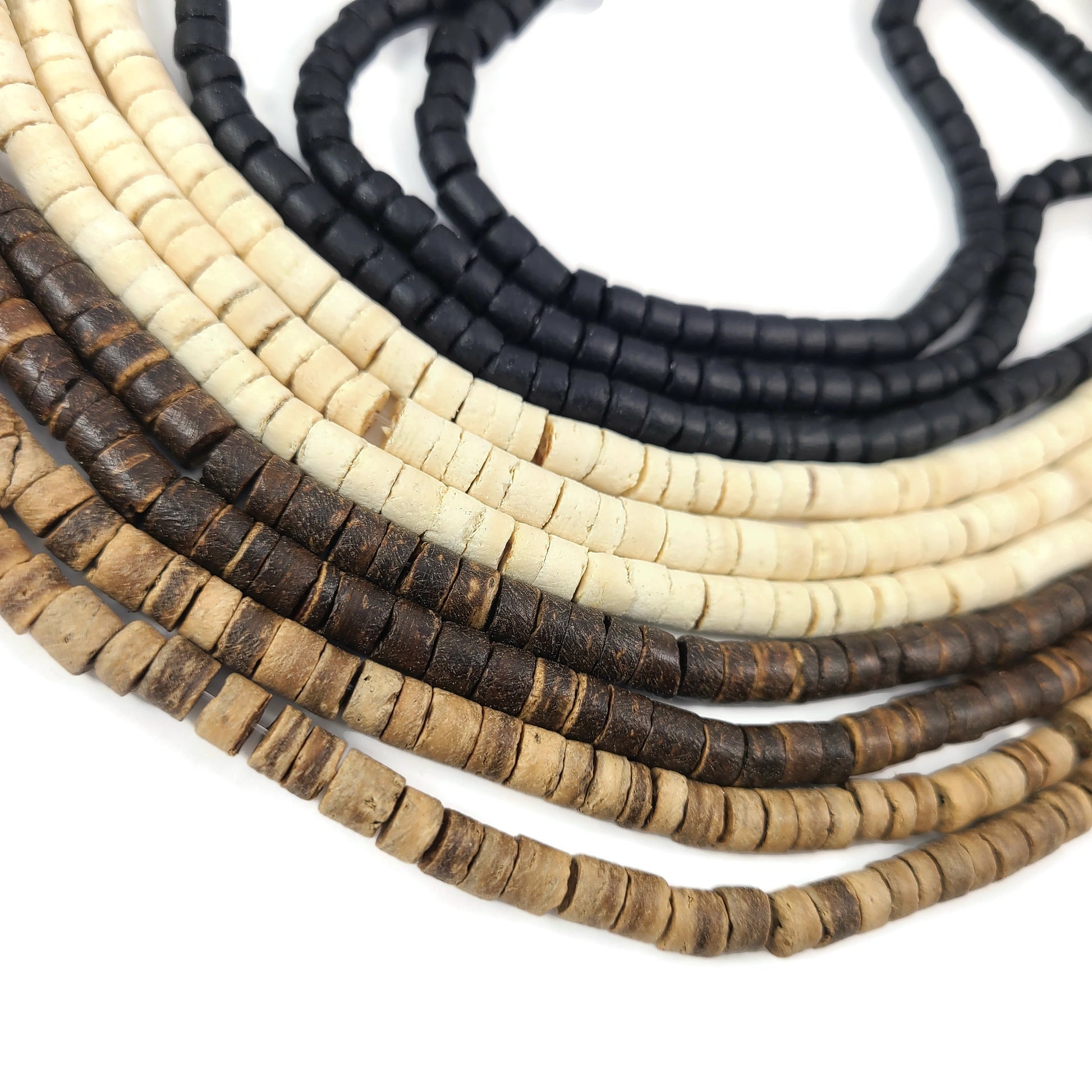 5mm Coconut Heishi Beads - Four colors available