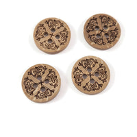 6 boutons à motifs floraux en noix de coco 13mm