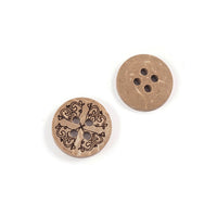 6 boutons à motifs floraux en noix de coco 13mm