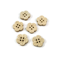 6 Boutons en bois de coco blanc en forme de fleur