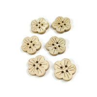 6 Boutons en bois de coco blanc en forme de fleur