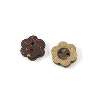 6 boutons en forme de fleur en bois de coco 13mm