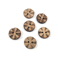 6 Coconut Buttons 15mm - Carved