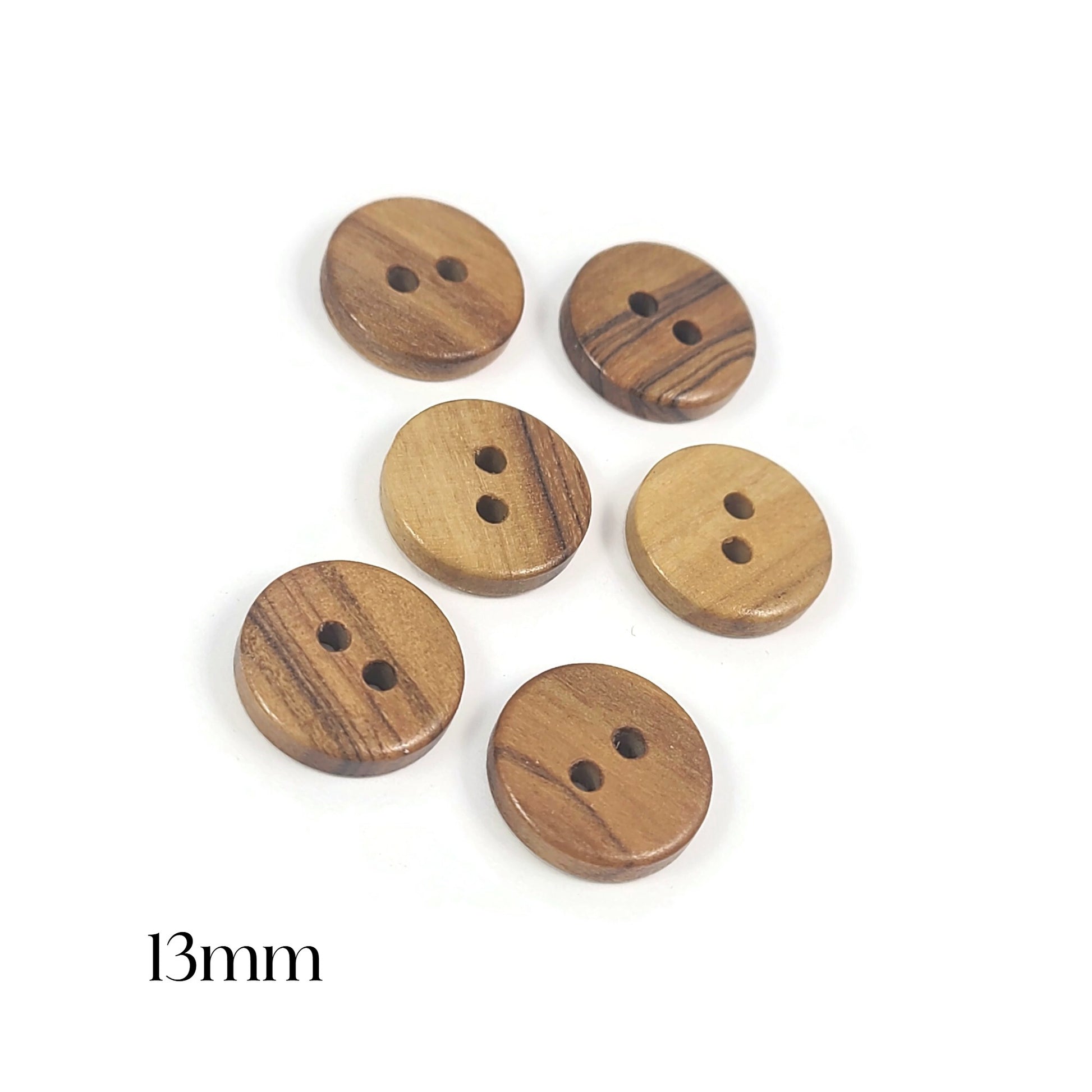 Natural olive wood buttons, 11mm, 13mm, 15mm, 20mm, 25mm, Made in Italy