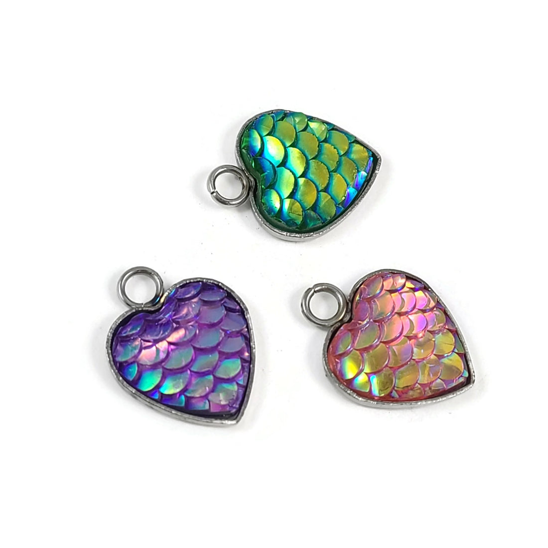 1 Stainless Steel & Resin Mermaid Heart Charm