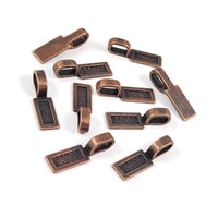 10 glue-on bails, Rectangle flat pad, Copper