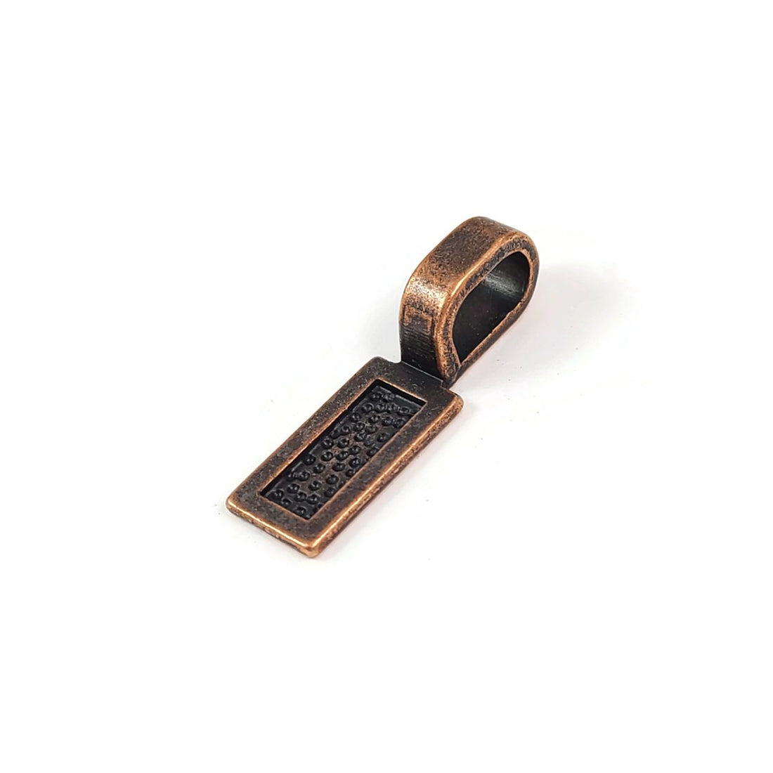 10 glue-on bails, Rectangle flat pad, Copper
