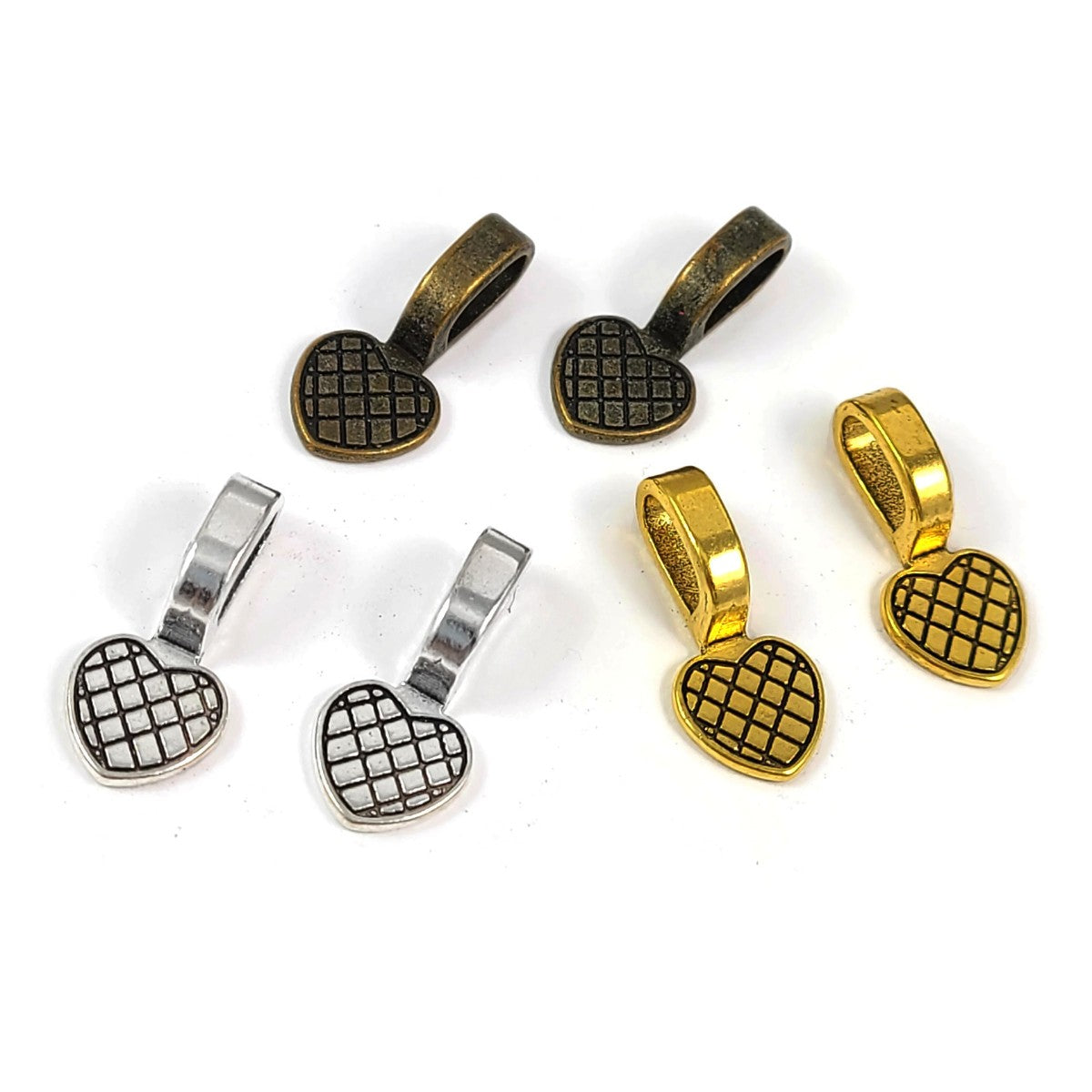 5 Attaches COEUR pour pendentif à coller