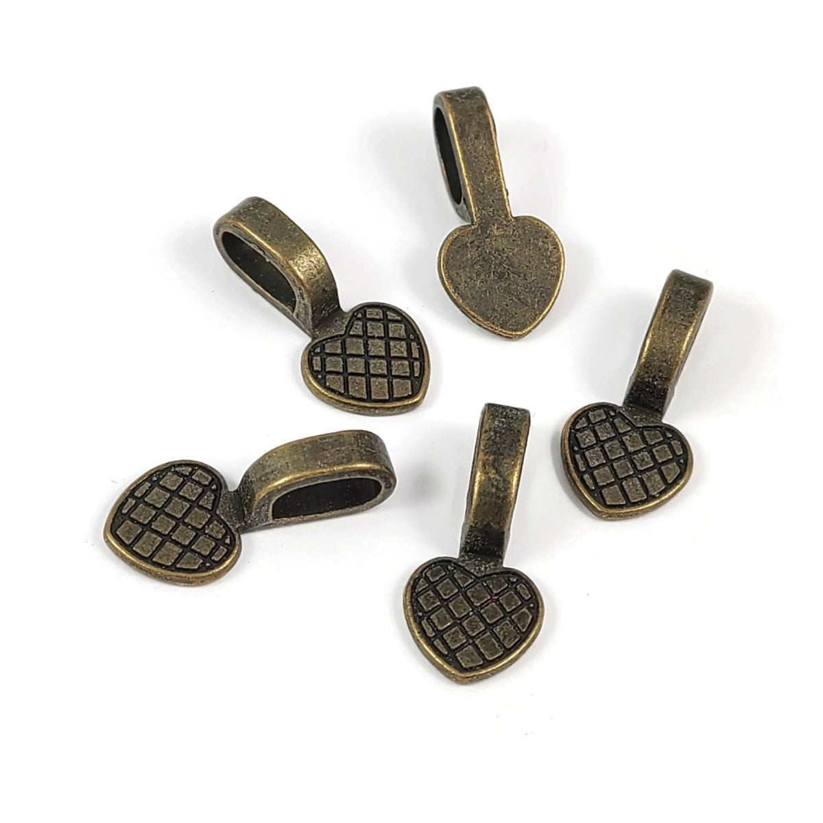 5 Attaches COEUR pour pendentif à coller