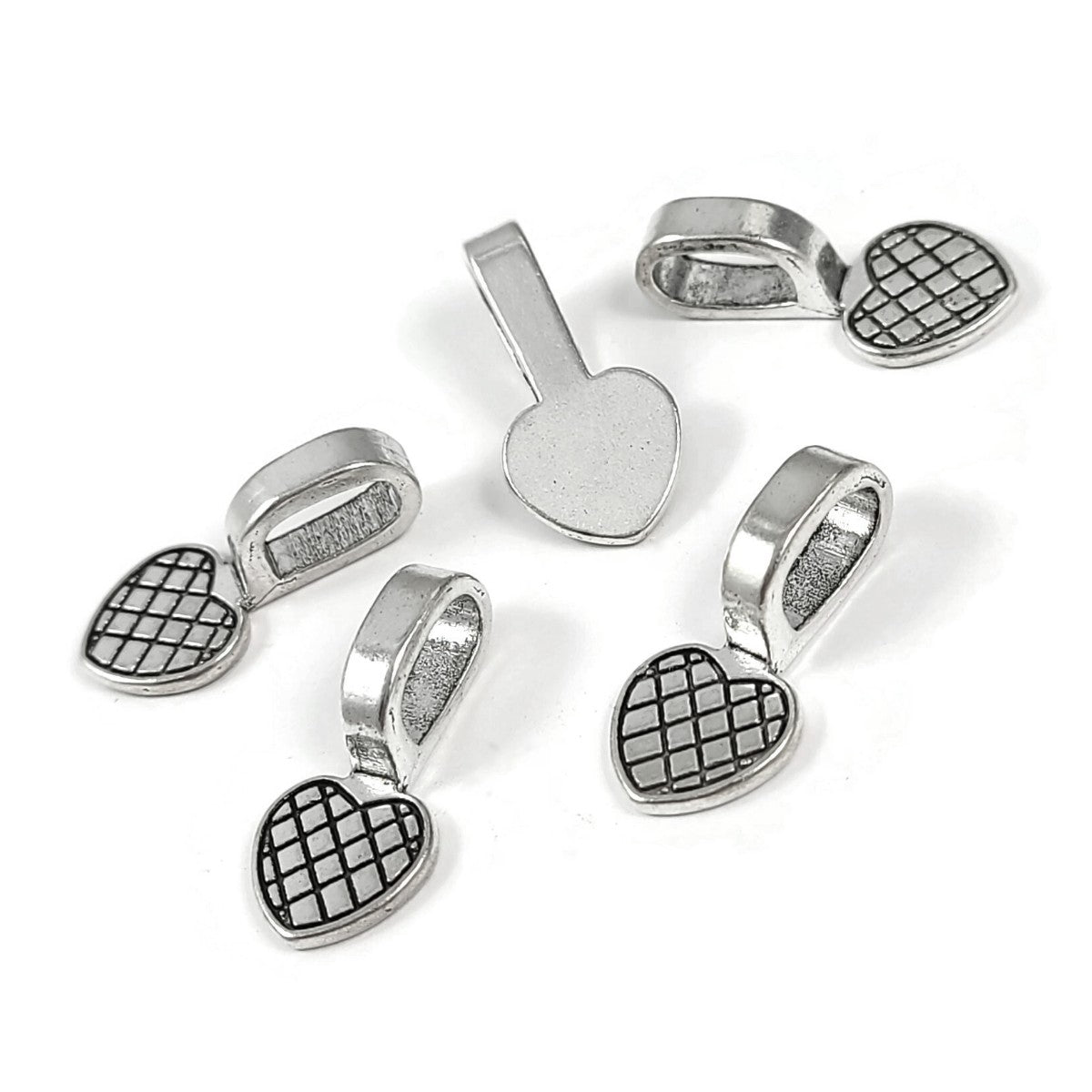 5 Attaches COEUR pour pendentif à coller