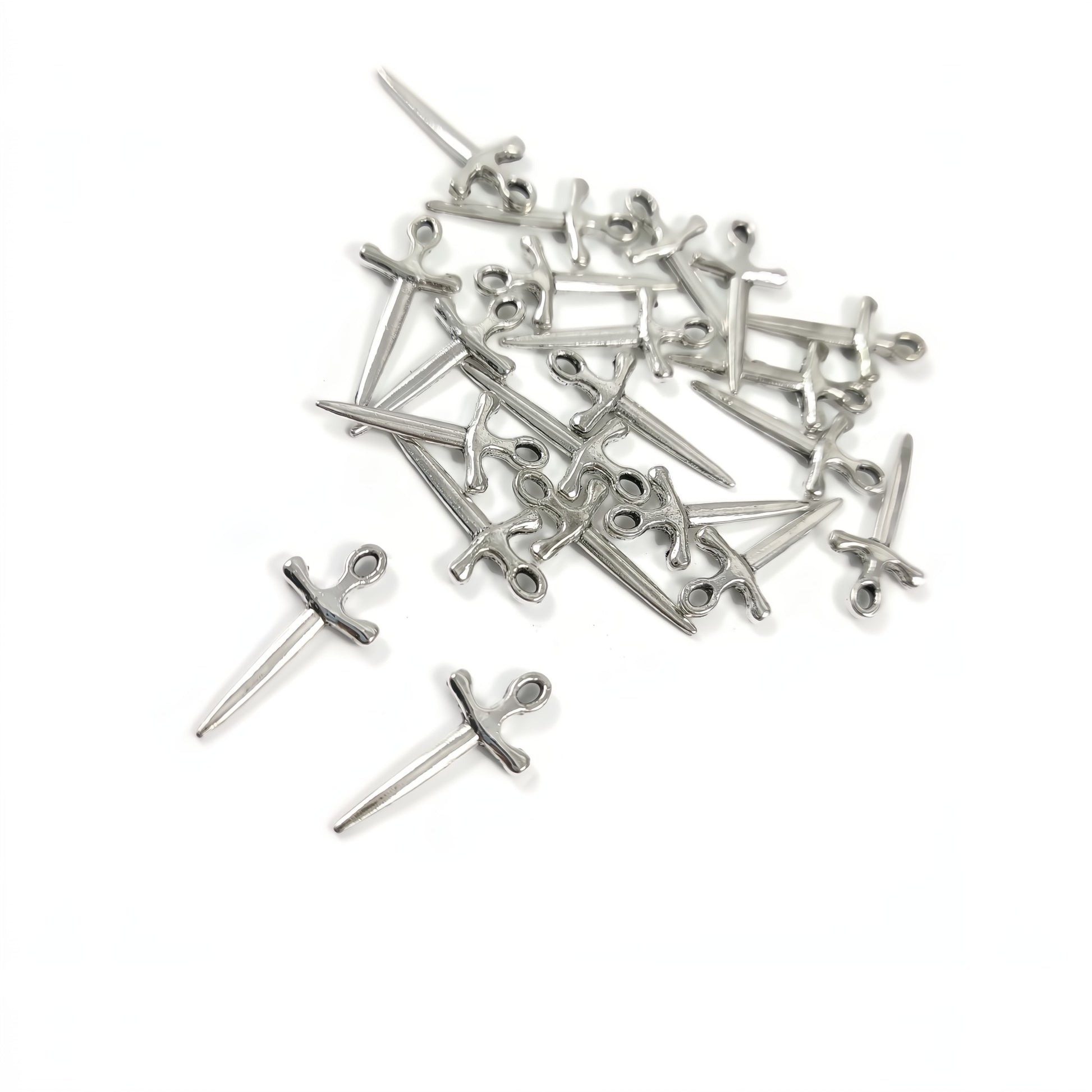 10 silver sword charms