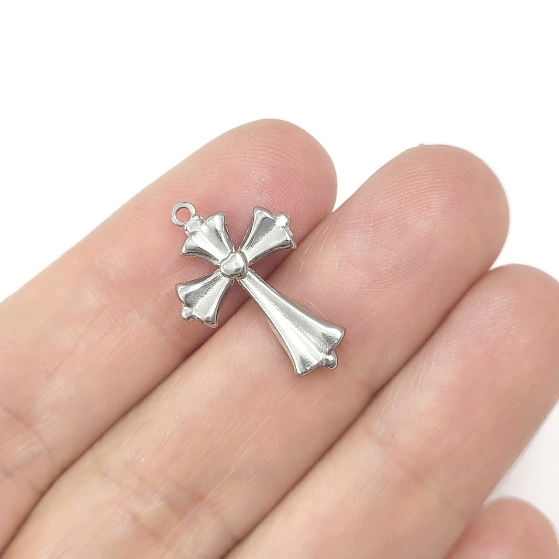 1 Medieval stainless steel cross charms 22mm