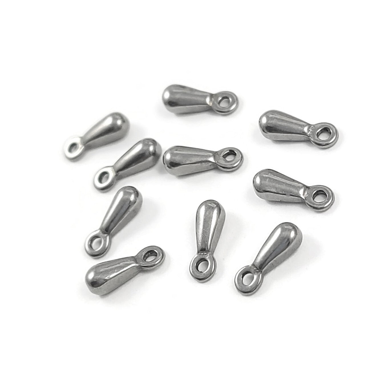 10 breloques ovales en acier inoxydable 7mm