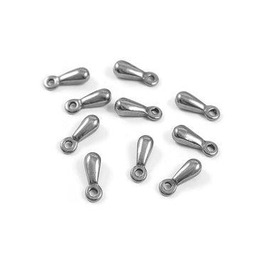 10 breloques ovales en acier inoxydable 7mm