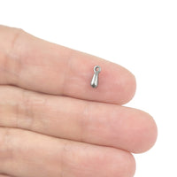 10 breloques ovales en acier inoxydable 7mm