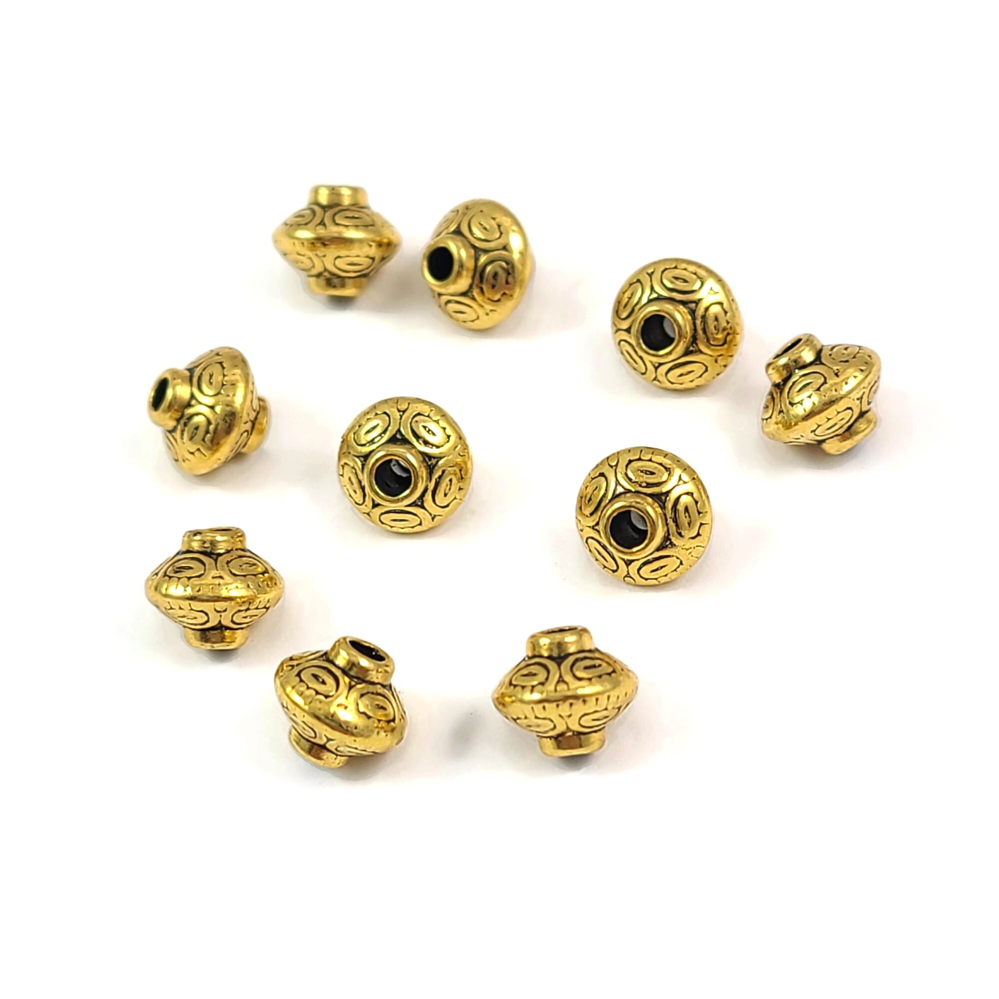 10 Tibetan bicone spacer beads 6mm