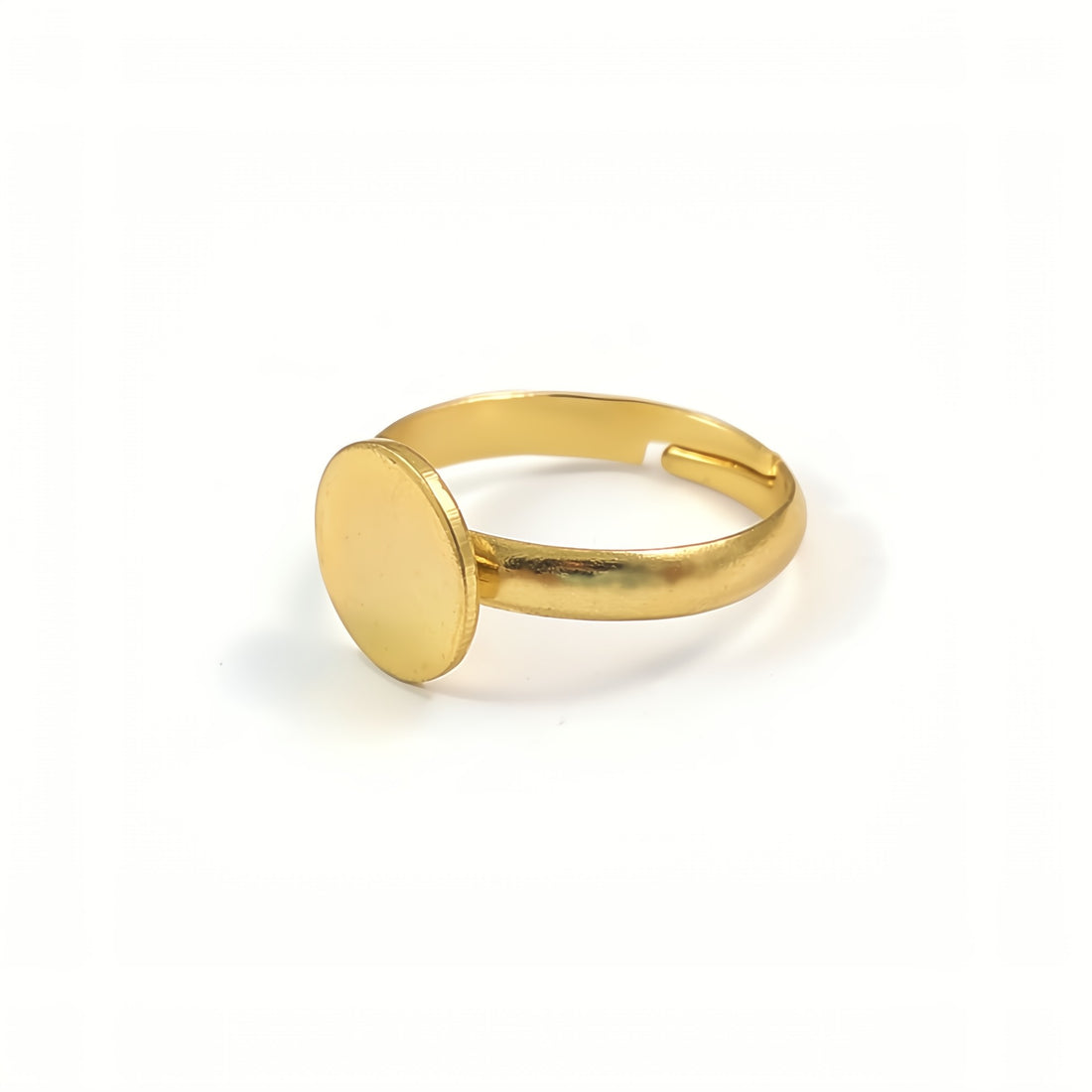 1 Gold stainless steel adjustable rings round 10mm settings