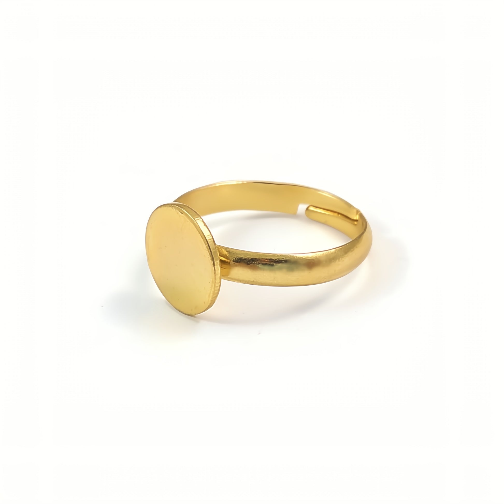 1 Gold stainless steel adjustable rings round 10mm settings