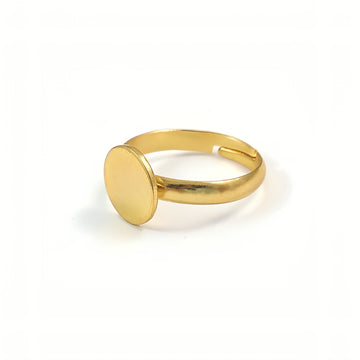 1 Gold stainless steel adjustable rings round 10mm settings