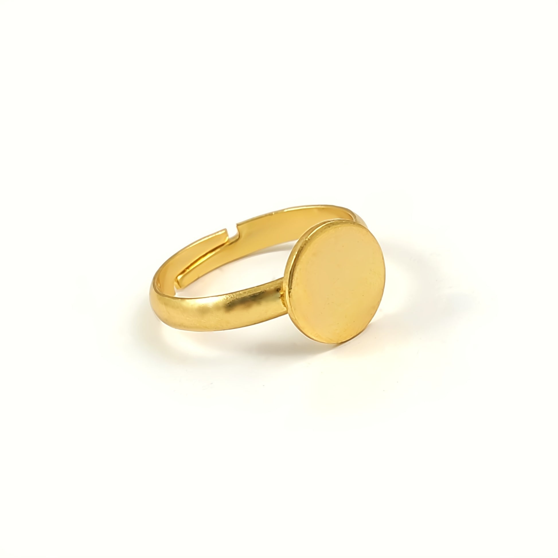 1 Gold stainless steel adjustable rings round 10mm settings