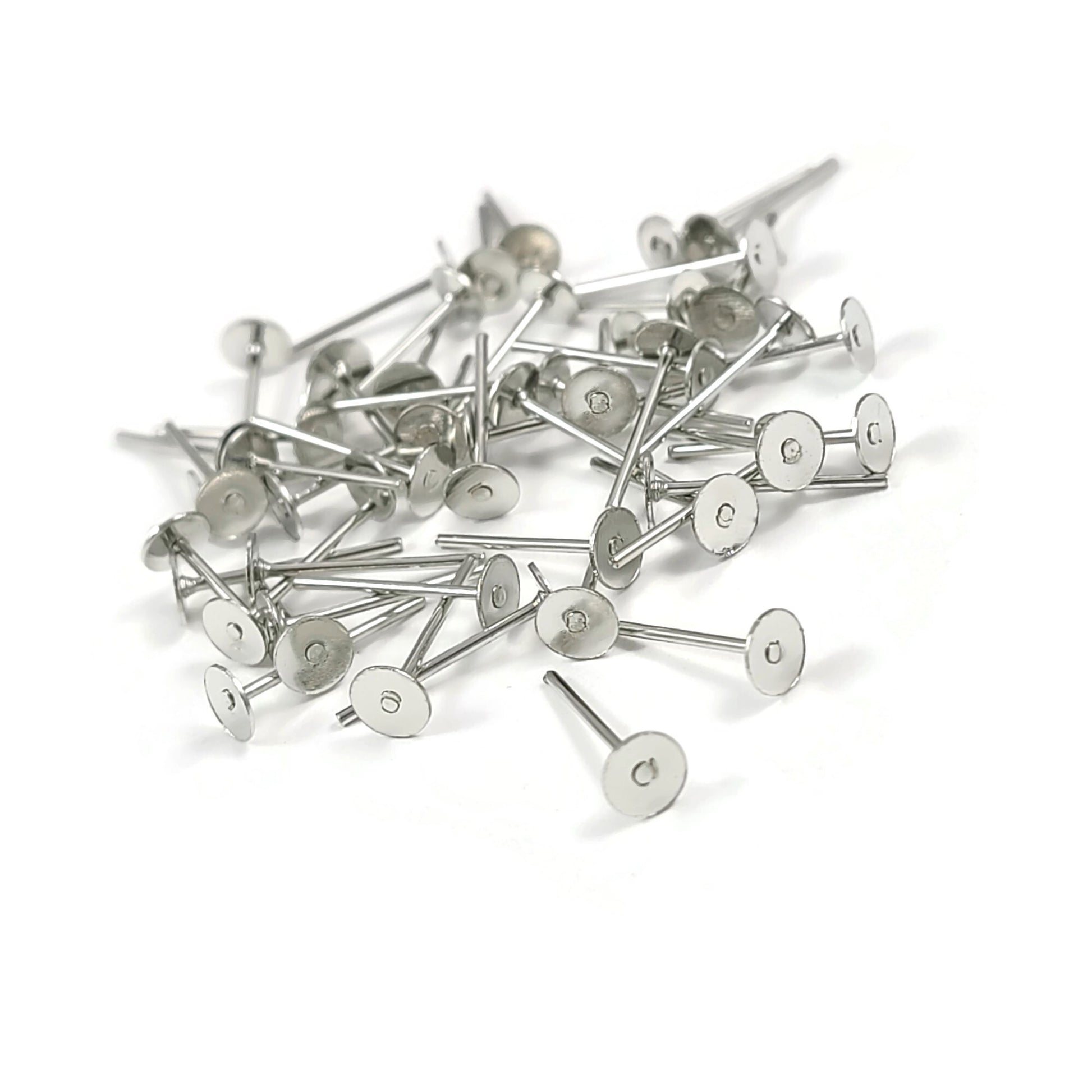 Tiges pour boucle d'oreille avec plaque de 4mm - Sans nickel, sans plomb et sans cadmium