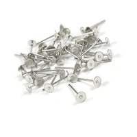 Tiges pour boucle d'oreille avec plaque de 4mm - Sans nickel, sans plomb et sans cadmium
